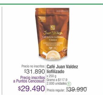 Jumbo Café juan valdez liofilizado x 250 g oferta