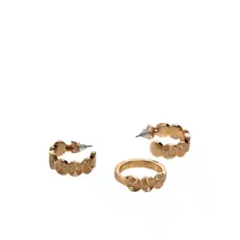 Kit de aretes y anillo para mujer espiral