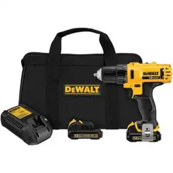 Kit taladro atornillador de 12v max 3/8 pulgadas + 2 baterías 1.5 ah + cargador + bolso dewalt