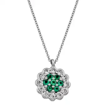 Kevin's Joyeros Gargantilla en oro blanco de 18 kilates, rolo, con esmeraldas de 0.11 ct y diamantes de 0.21 ct, 42 cm. de largo, 0.50 mm. de oferta