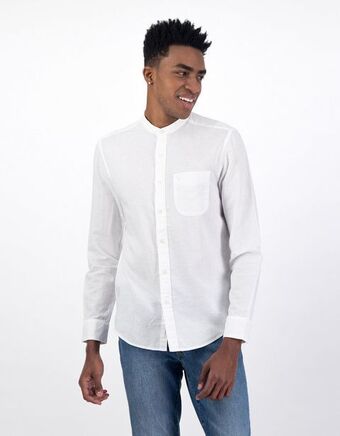American Eagle Camisa ae abotonada de lino con cuello oferta