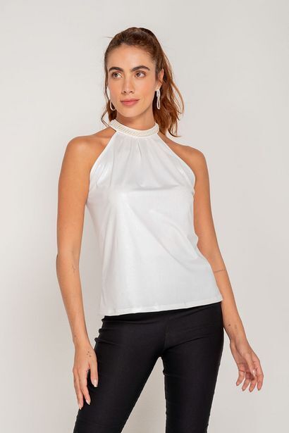 Cuello discount halter blusa