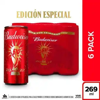 Superdroguería Olímpica Cerveza budweiser en lata 269 ml x6 unds oferta