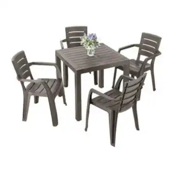 Combo barú: mesa + 4 sillas con brazos mocca / ...