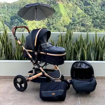 Éxito Coche para bebe tipo moises cynebaby redondo negro con portabebe oferta