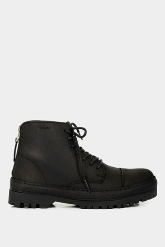 Vélez Botas zipper de cuero para hombre cremallera en el talón negro oferta
