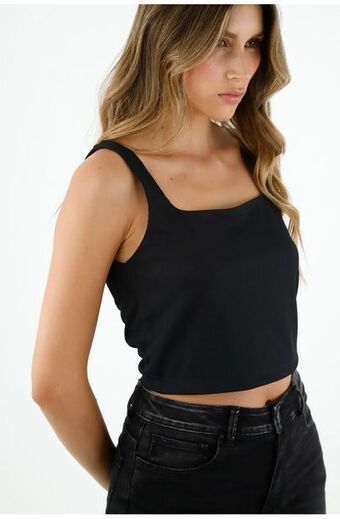 Tennis Camiseta cropped negra para mujer oferta