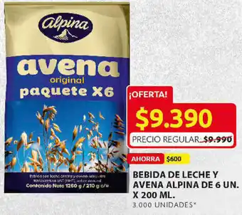 Ara Bebida de Leche y Avena Alpina de 6un x 200ml oferta