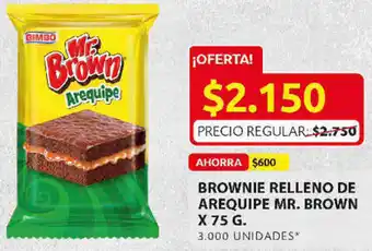 Ara Brownie Relleno de Arequipe Mr. Brown 75g oferta