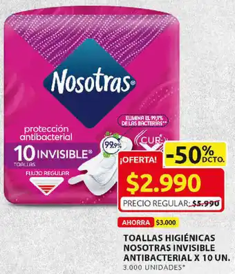 Ara Toallas Higiénicas TNosotras Invisible Antibacterial 10un oferta