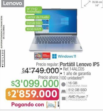 Jumbo Computador portátil lenovo oferta