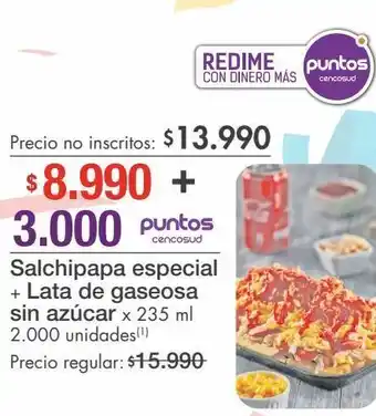 Metro Salchipapa especial + gaseosa sin azúcar oferta