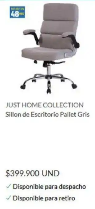 Homecenter Just Home Collection Sillon de Escritorio Pallet Gris oferta