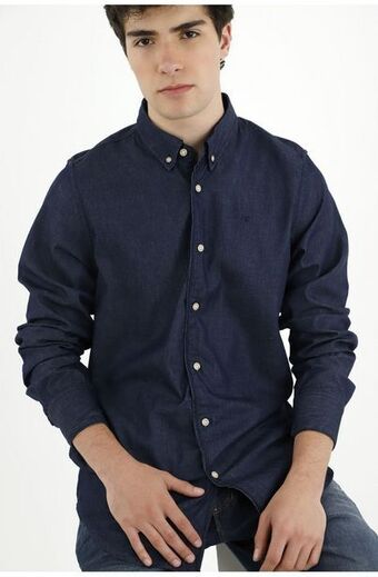 Tennis Camisa azul con mini bordado para hombre oferta