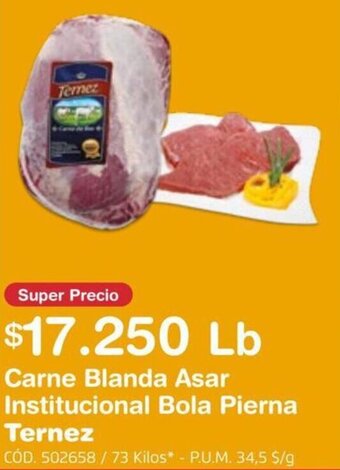 Makro Carne Blanda Asar Institucional Bola Pierna TERNEZ oferta