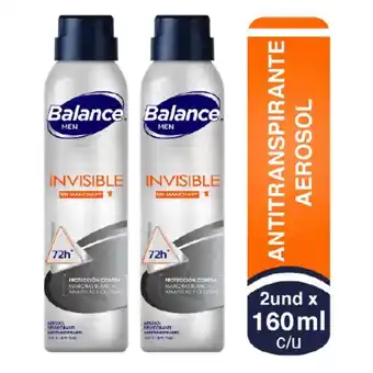 Makro Desodorante aerosol balance invisible men 160mlx2u oferta