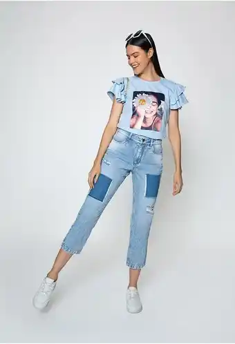 ELA Jean momfit tiro alto con parches de res oferta