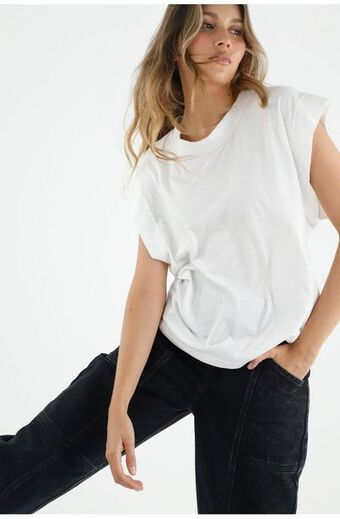 Tennis Camiseta con tela texturizada crudo para mujer oferta