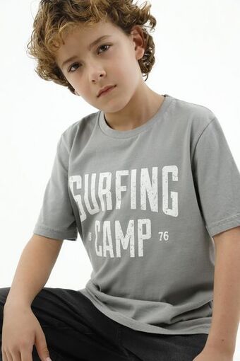 Éxito Camiseta con estampado gris para niño oferta