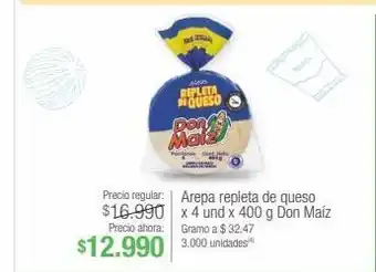 Jumbo Arepa repleta de queso x 4 und x 400 g don maíz oferta