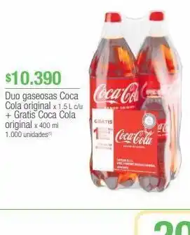 Jumbo Duo gaseosas coca cola original x 1.5 l c/u + gratis coca cola original x 400 ml oferta
