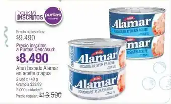 Jumbo Atún bocado alamar en aceite o agua 2 und x 140 g oferta