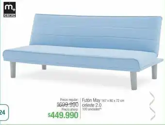 Jumbo Futón may 167 x 80 x 72 cm celeste 2.0 oferta