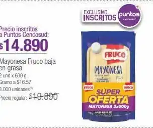Jumbo Mayonesa fruco baja en grasa 2 und x 600 g oferta