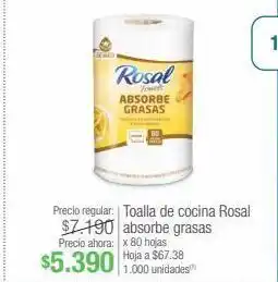Jumbo Toalla de cocina rosal absorbe grasas x 80 hojas oferta
