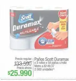 Jumbo Paños scott duramax x 3 rollos x 58 paños c/rollo oferta