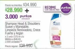 Jumbo Shampoo head & shoulders suave y manejable, limpieza renovadora, crece fuerte y argán x 2 und x 375 ml c/u oferta