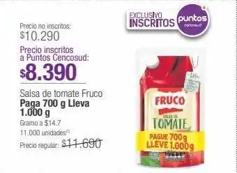 Jumbo Salsa de tomate fruco paga 700 g lleva 1.000 g oferta