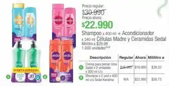 Jumbo Shampoo x 400 ml + acondicionador x 340 ml células madre y ceramidas seda oferta