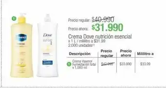 Jumbo Crema dove nutrición esencial x 1 l oferta