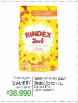 Jumbo Detergente en polvo rindex flores x 5 kg oferta