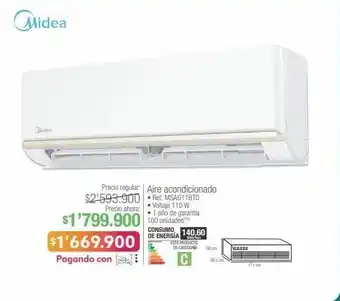Midea aire acondicionado • ref. msag11bt0 • voltaje 110 w