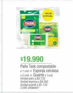 Jumbo Paño task compostable x 1 und + esponja celulosa x 2 und + guante x 1und oferta