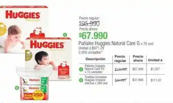 Jumbo Pañales huggies natural care g x 70 und oferta