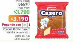 Jumbo Ponqué bimbo casero vainilla x 6 und x 220 g oferta
