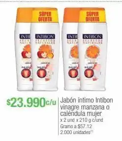 Jumbo Jabón íntimo intibon vinagre manzana o caléndula mujer x 2 und x 210 g c/und oferta