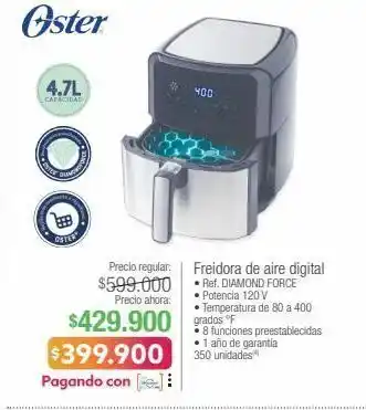 Jumbo Freidora de aire digital • ref. diamond force • potencia 120 v oferta