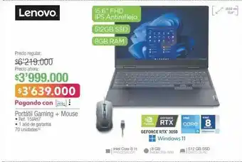 Jumbo Lenovo portátil gaming + mouse • ref. 15iah7 oferta