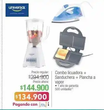 Jumbo Combo licuadora + sanduchera + plancha a vapor oferta