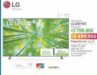 Jumbo Lg smart tv led uhd 4k 75" • ref. 75uq8050psb.awc oferta