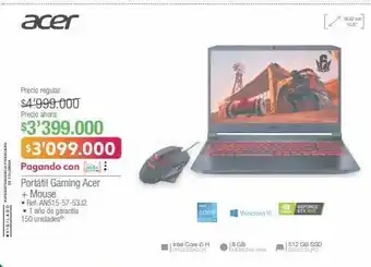 Jumbo Acer portátil gaming acer + mouse • ref. an515-57-53j2 oferta