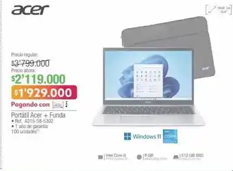 Jumbo Acer portátil acer + funda • ref. a315-58-5302 oferta
