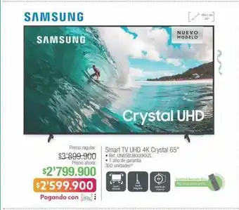 Jumbo Samsung smart tv uhd 4k crystal 65" • ref. un65bu8000kxzl oferta