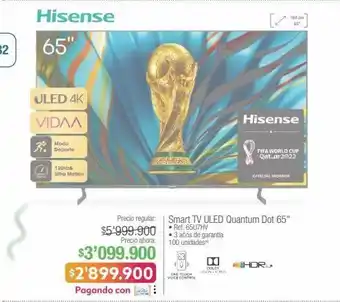 Jumbo Hisense smart tv uled quantum dot 65" • ref. 65u7hv oferta