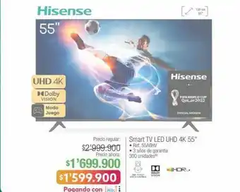 Jumbo Hisense smart tv led uhd 4k 55" • ref. 55a6hv oferta