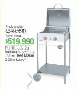 Jumbo Parrilla gas 2q indiana 59.5 x 57.5 x 103 cm beef maker oferta
